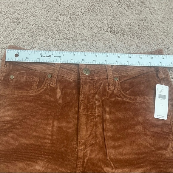 NWT new 28 Anthropologie pilcro Scotty cuffed high rise corduroy pants brown - Picture 12 of 17